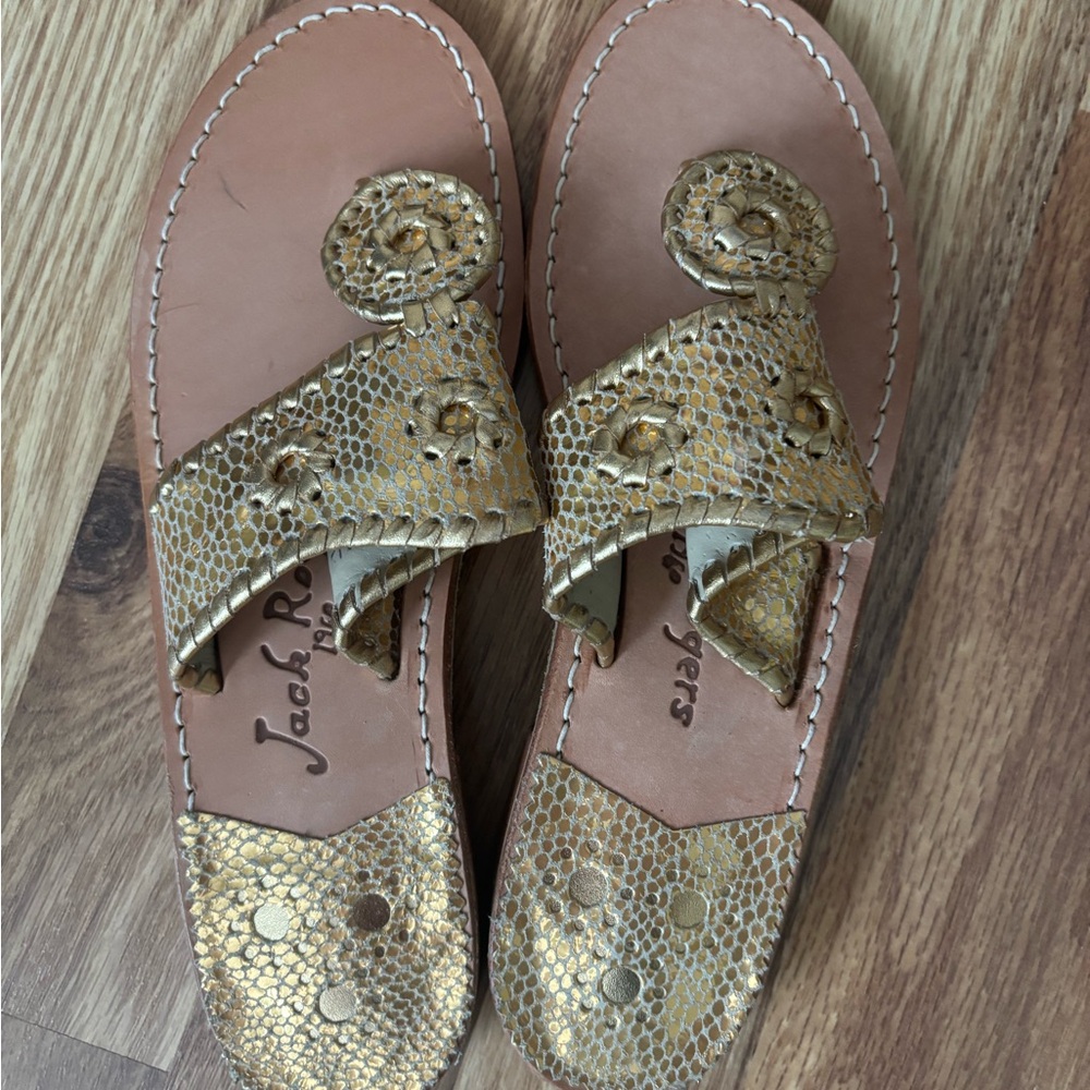Jack Rogers Gold Snakeskin Women's Sandals